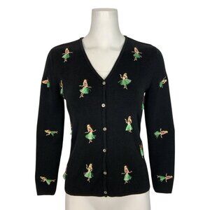 Eagle's Eye Vintage Hula Dancer Cardigan Sweater S Black